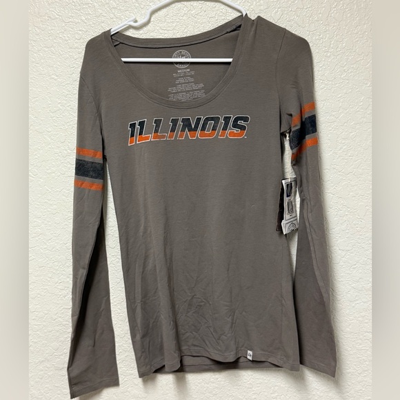 Tops - Illinois Women's Long Sleeve Top - Gray and Orange